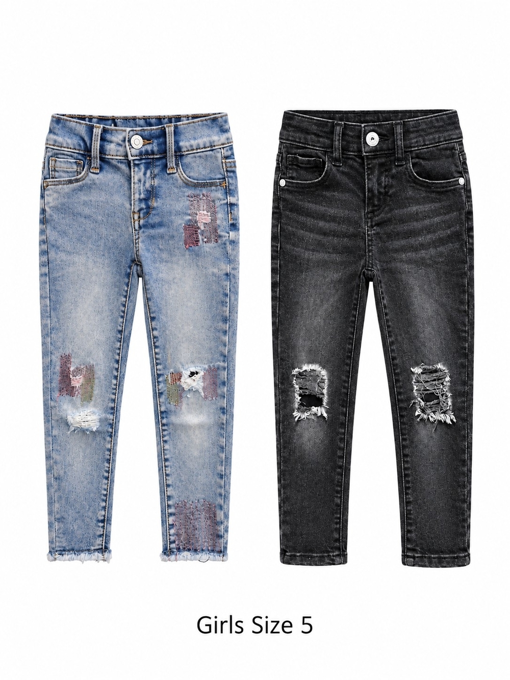 Girls Size 5 Distressed Skinny Jeans – 2-Pair Bundle